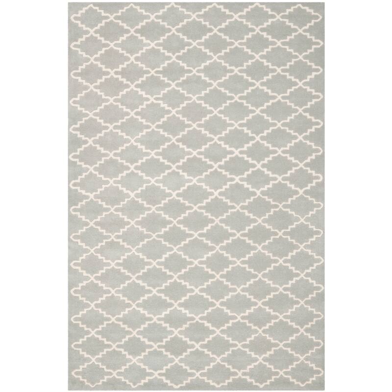 SAFAVIEH Handmade Chatham Slavna Modern Moroccan Wool Rug - 6' x 9' - Light Blue/Ivory