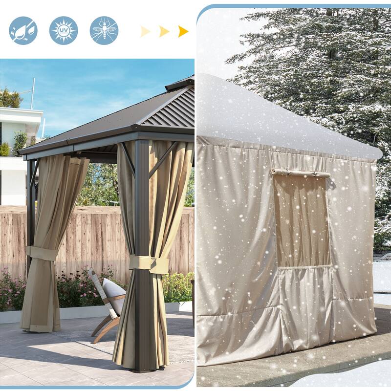 EROMMY Winter Gazebo Cover, Outdoor Cover for Hardtop Gazebos, Enclosed Cover with Sidewalls and Mesh Windows