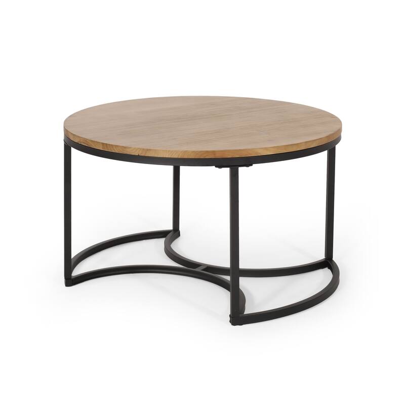 Modern 3-piece Round Table Set with Large Coffee Table and Two Nesting Side Tables