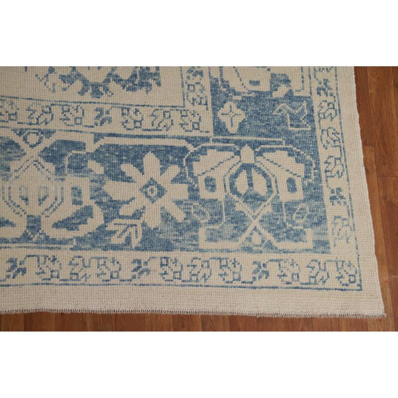 Hand Knotted Oriental 100% Wool Carpet Transitional All-Over Beige & Ivories Oushak Area Rug - 11' 11'' X 9' 3''