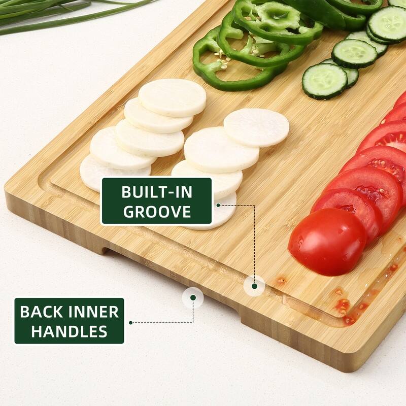 Bamboo Cutting Board with Juice Groove & Handle