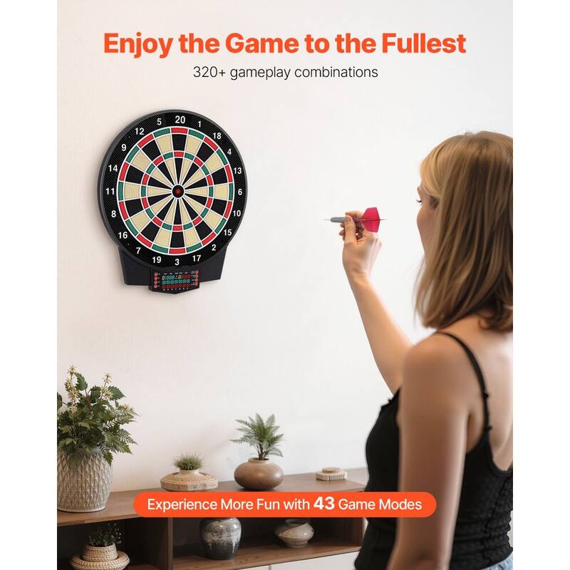 Premium Electronic Dartboard 15.5 Inch LCD Display 43 Games 8 Player Soft Tip Darts Set - 22.44 x 19.65 x 1.38 inch