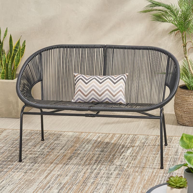 Naomi Outdoor Hammock Loveseat Bench by Christopher Knight Home - Black