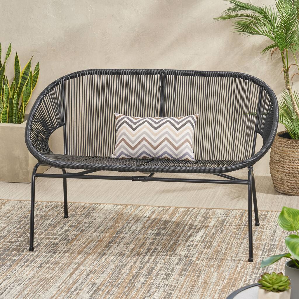 Patio Minimalistic Loveseat for Outdoor,Black - 52"x28.25"x33"