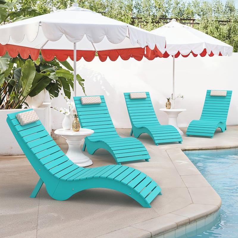 HDPS Water-Resistance Outdoor Chaise Lounges for Use in the Pool, Patio, Garden - Blue