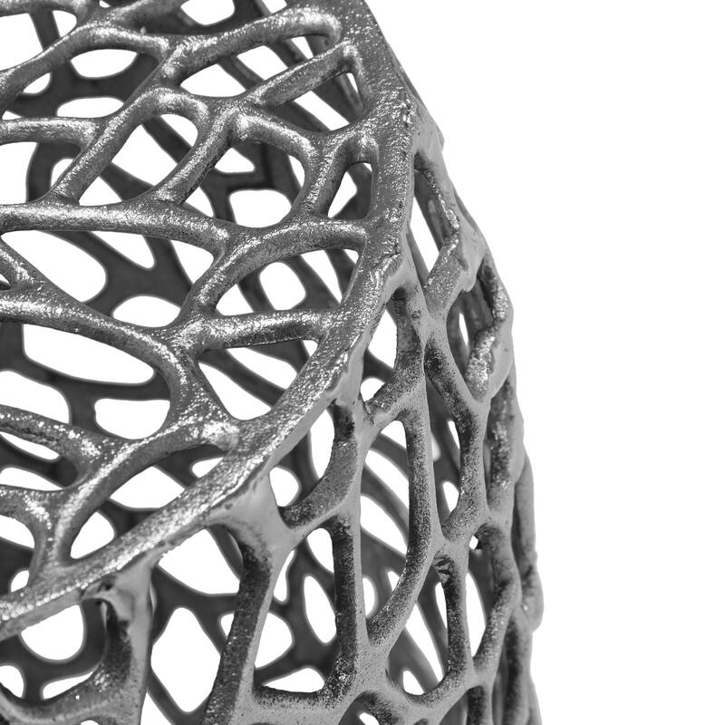 Roomfitters Aluminum Drum End Table with Intricate Openwork Accent Table for Living Room