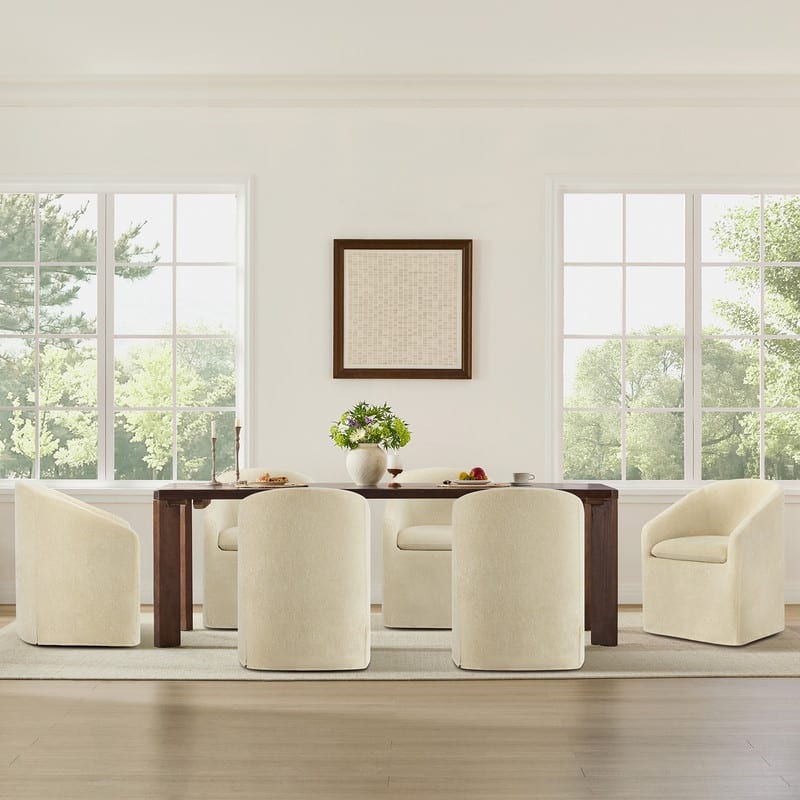 Spruce & Spring Modern Upholstered Dining Chair with Casters & Removable Slipcover
