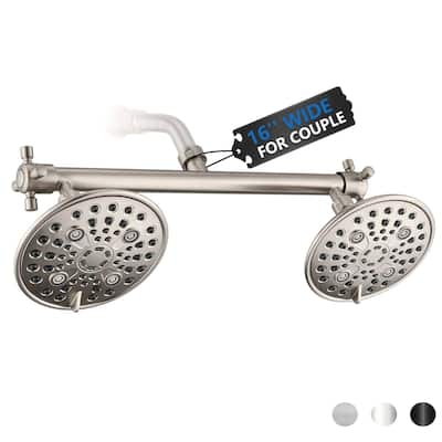 Double Shower Head with Built-in Valve, 6 Setting Dual Shower Head Design for Couple