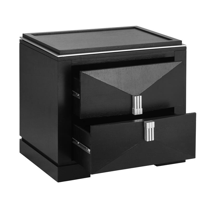 Mid-Century Modern Nightstand for Bedroom, 2 Drawers Sofa Side Table, Wooden Diamond Shaped Bedside Table