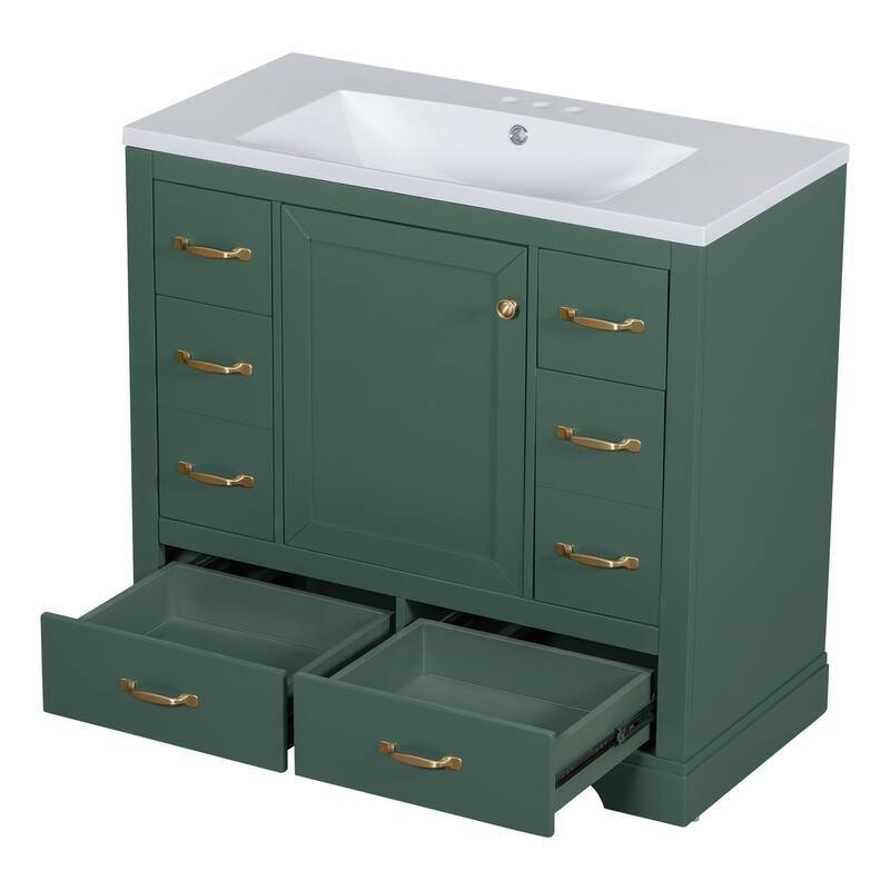 Bathroom Vanity with Sink Combo, Six Drawers