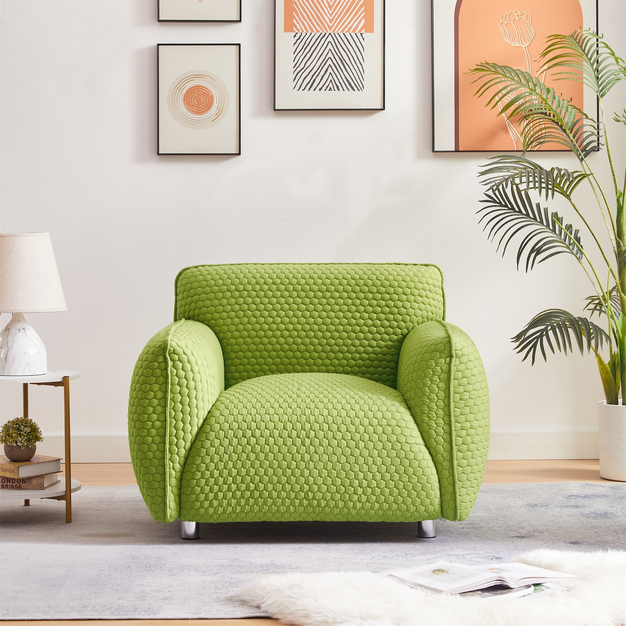 Fabric Extra Deep Lounge Single Sofa Comfy Chair with Metal Legs