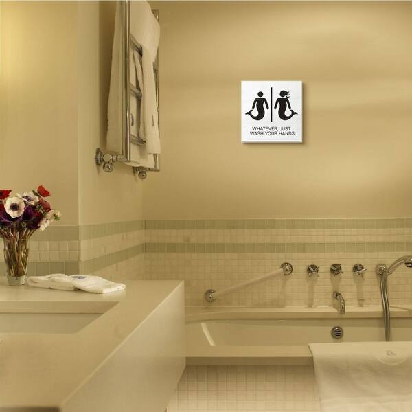 Stupell Industries Just Wash Your Hands Mermaid Bathroom Sign Wood Wall Art Overstock 31942091