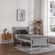 preview thumbnail 28 of 26, Modern Twin Wood Bed Frame with Geometric Headboard, Solid Pine Construction