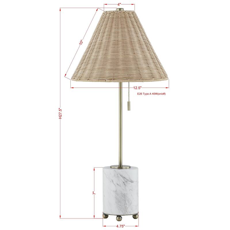 Judith 28" Buffet Lamp with Linen Shade, Marble