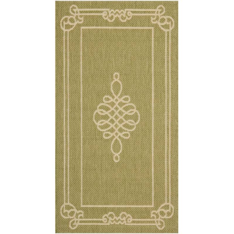 SAFAVIEH Courtyard Vasudha Indoor/ Outdoor Waterproof Patio Backyard Rug - 2' x 3'7" - Green/Creme