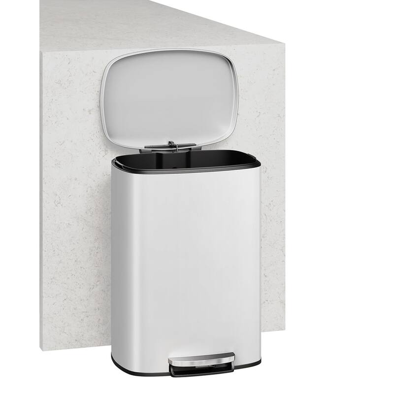 13.2 Gallon and 2.6 Gallon Stainless Steel Trash Can Combo Set with Removable Inner Drum for Kitchen, Bathroom, Office