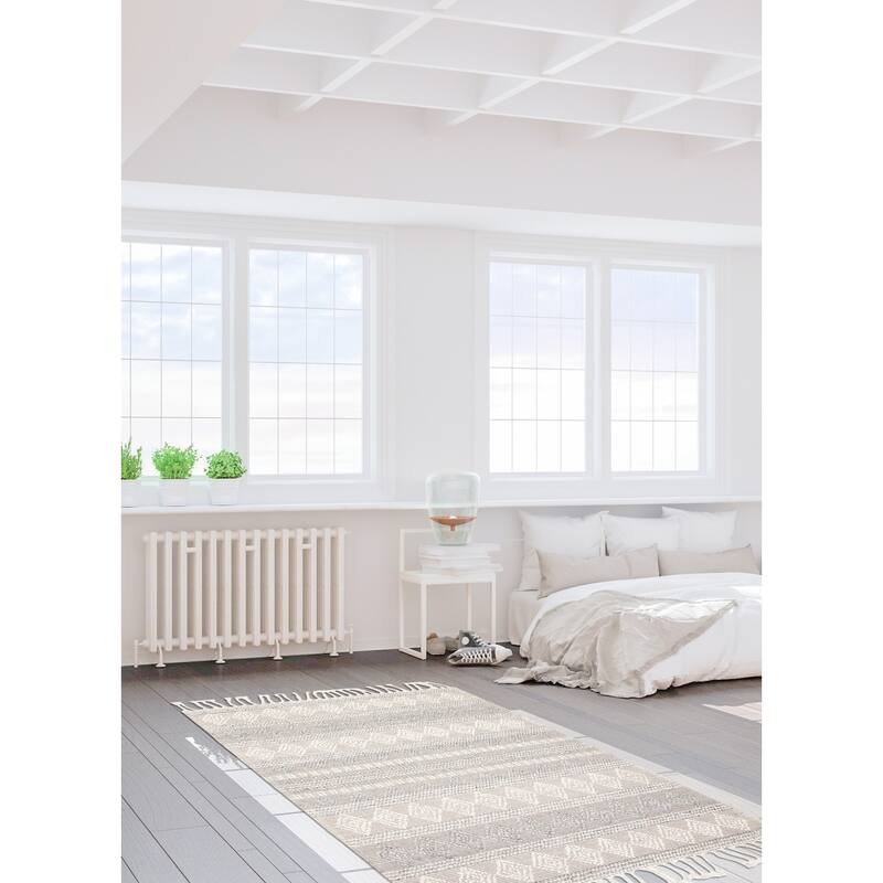 ECARPETGALLERY Braid weave Sienna Grey Wool Rug - 5'3 x 7'4