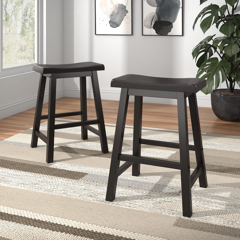 Cadiz Saddle Seat 24" Counter Height Backless Stools (Set of 2) - Stool