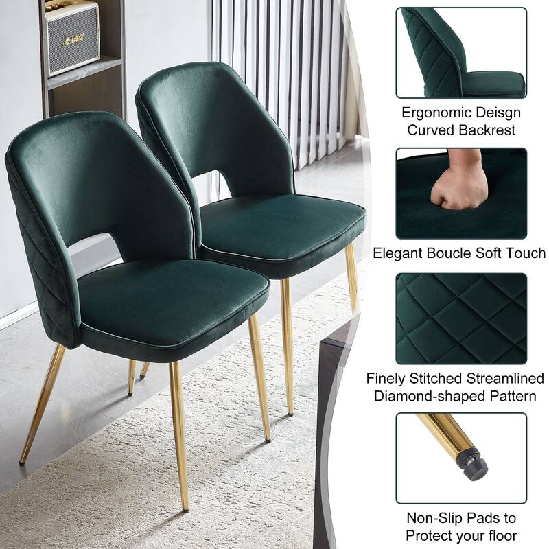 Velvet Dining Chairs with Metal Legs