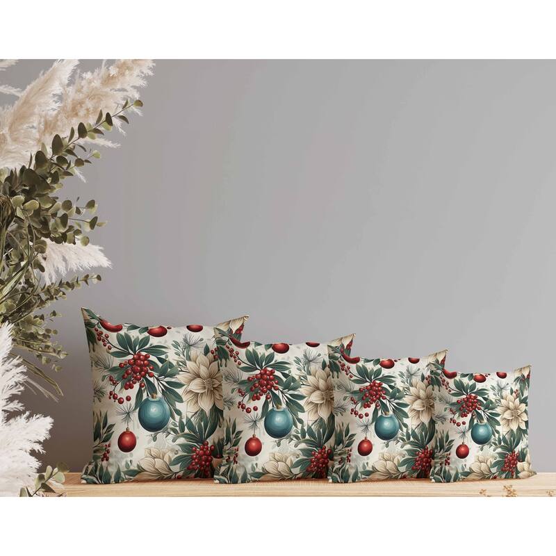 Festive Flurries Indoor/Outdoor Reversible Throw Pillow Red and Green