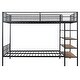 preview thumbnail 7 of 26, Twin Over Full Metal Bunk Bed with 5-Tier Shelves, Heavy Duty Bunk Bed Frame with Built-In Stairs & Mesh Guardrails