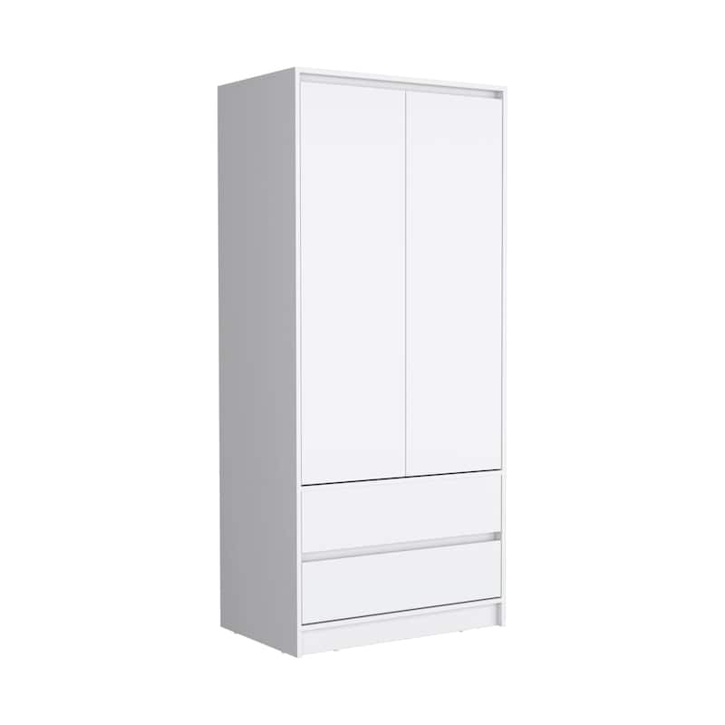 HomeRoots 71" White Wood Two Door Two Drawer Combo Dresser