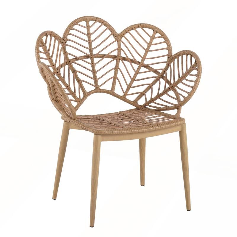 Outdoor Wicker Peacock Shape Papasan Style Chair Set of 2