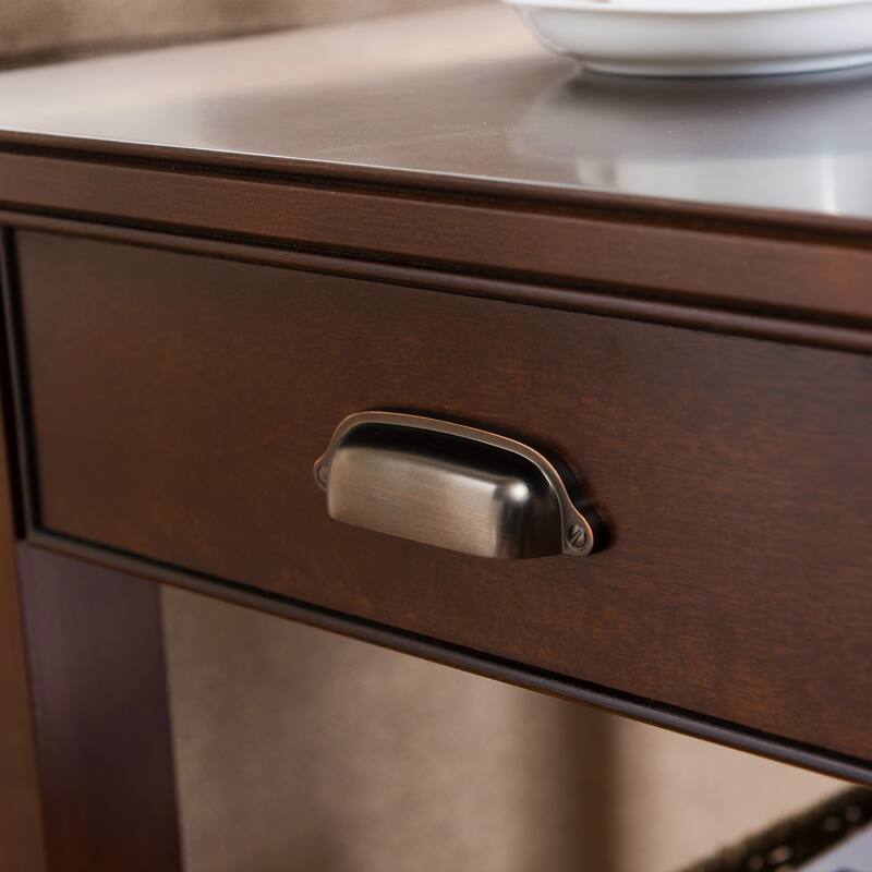 Leick Home 10507 Laurent One Drawer End Table with Shelf, Chocolate Cherry