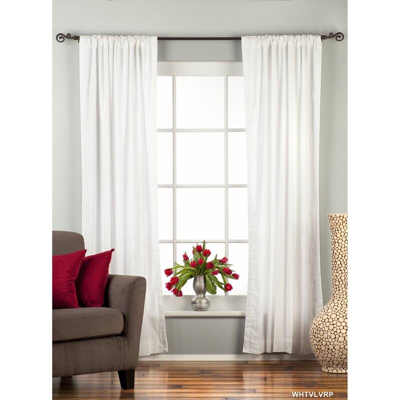 White Rod Pocket Velvet Curtain / Drape / Panel - Piece - 43" W X 63" L (Lined) - 63 Inches