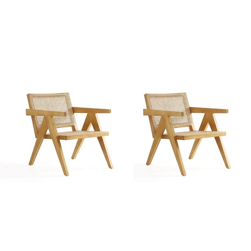 Manhattan Comfort Hamlet Accent Chair in Black and Natural Cane