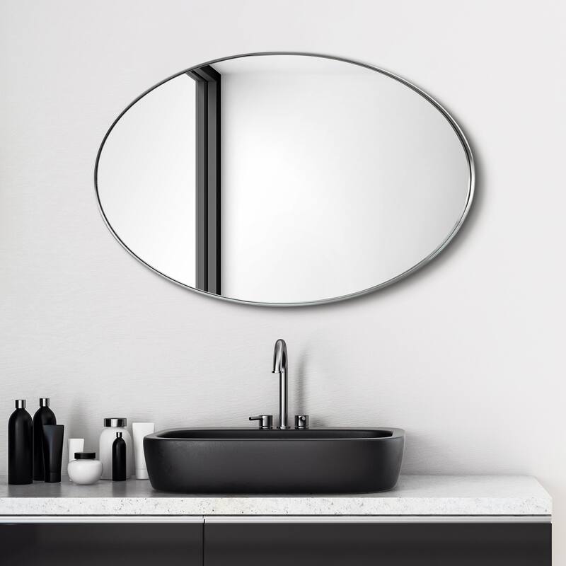Ultra Stainless Steel Oval Wall Mirror- 24"x36"