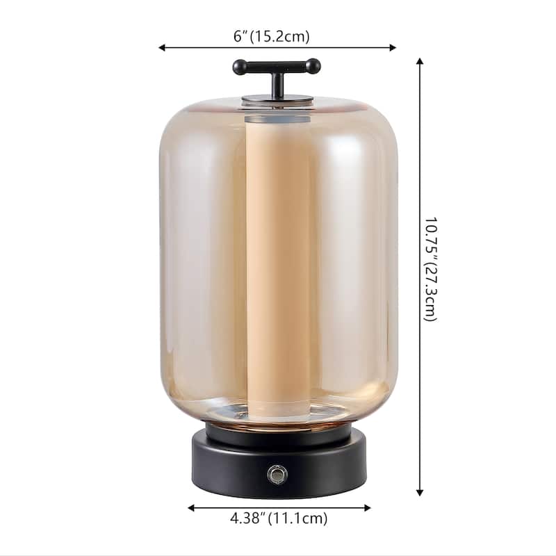 10.75" Lantern Rechargeable/Cordless Dimmable Integrated LED Table Lamp, Touch Sensor (Set of 2) - 10.75