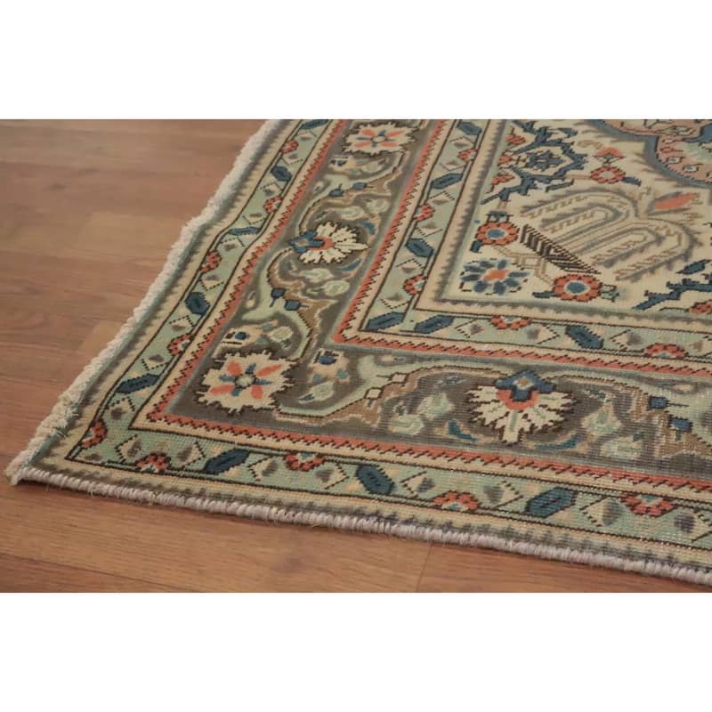 Hand Knotted Oriental 100% Wool Carpet Traditional Floral Pink Tabriz Area Rug - 6' 6'' X 4' 10''