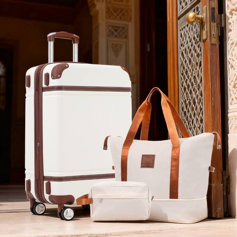 Hardshell Luggage Sets with Bags Lightweight Suitcase Double Spinner Wheels with TSA Lock, Single Vintage Luggage 24 IN
