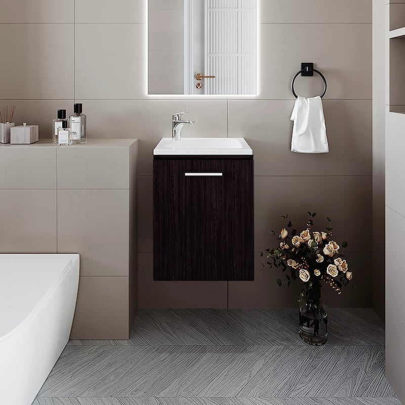 Stylish Bathroom Vanity with Integrated Sink and Spacious Storage - Dark Brown