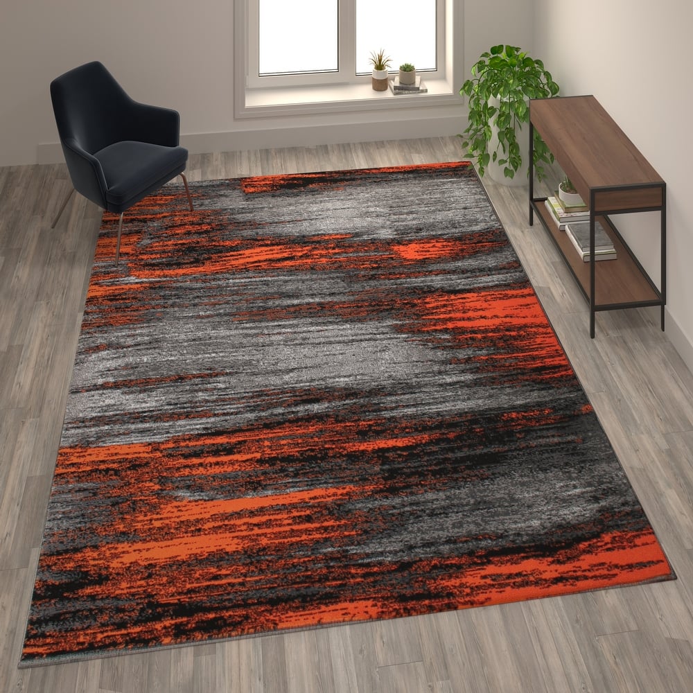 Abstract Style Accent Area Rug - Scraped Pattern
