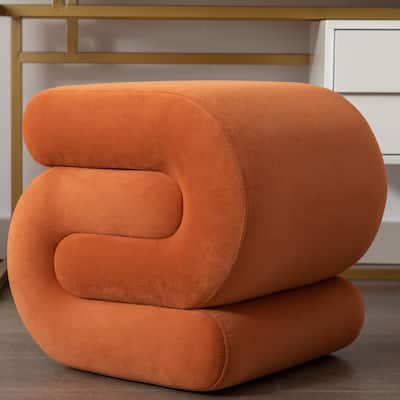 S-shape Velvet Fabric Ottoman Footstool