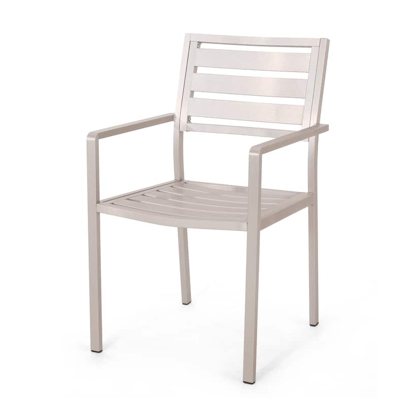 Aluminum Dining Chair Set of 2, Kitchen Dining Chairs Family Gatherings Bistro Chair, Outdoor Garden Chair Side Chair, Silver
