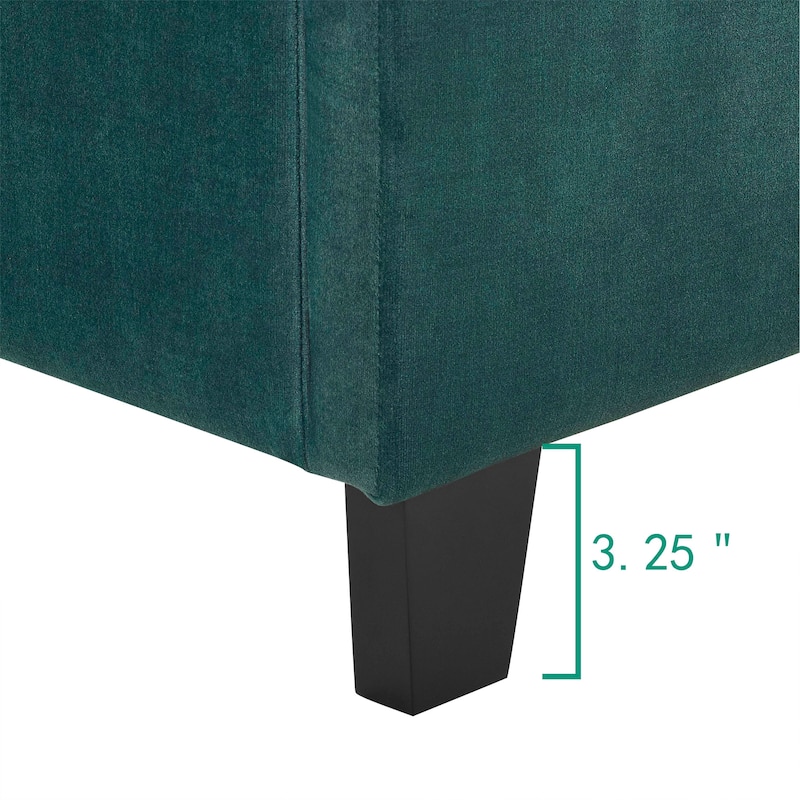 Bridgevine Home Tall Green Velvet Tufted Headboard Upholstered Platform Bed