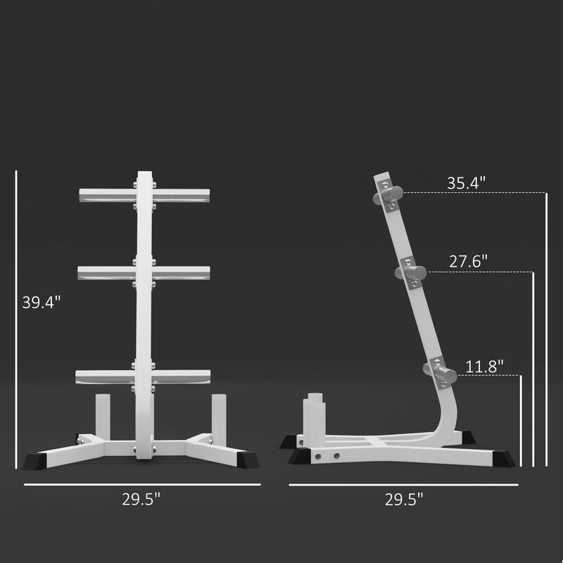 Heavy-Duty Weight Tree for 2" Plates and Standard Barbells - 29.5" L x 29.5" W x 39.4" H