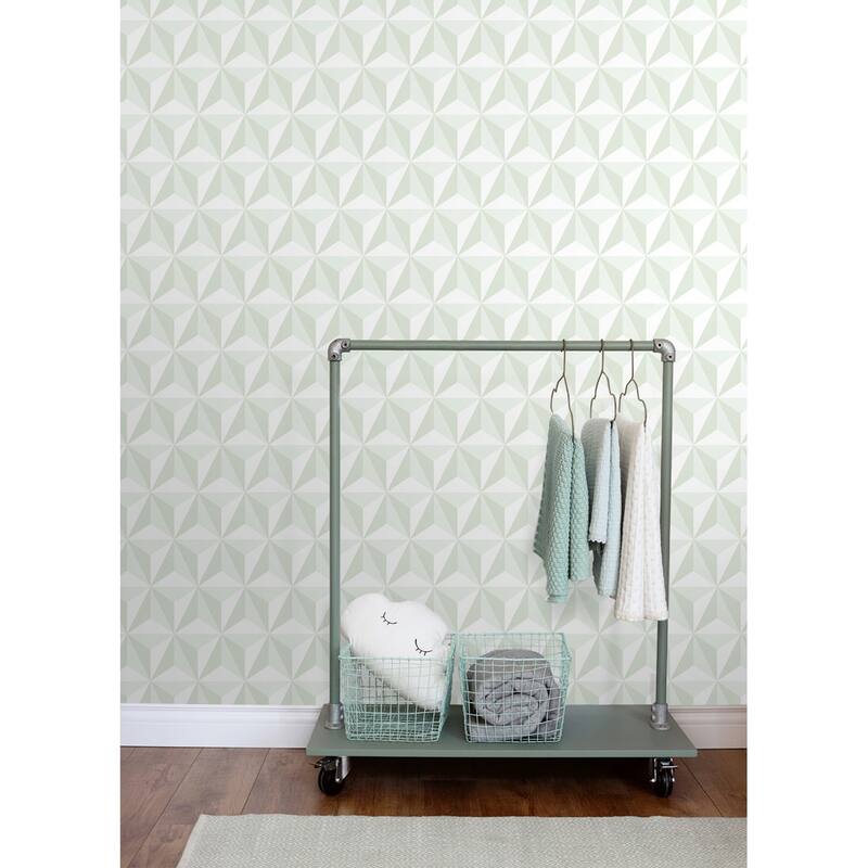 Chesapeake Adella Sage Geometric Wallpaper - 20.9 x 396 x 0.025