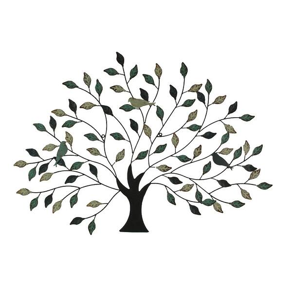 Shop 38 Inch Tri Tone Leaves Birds In Branches Metal Tree Indoor