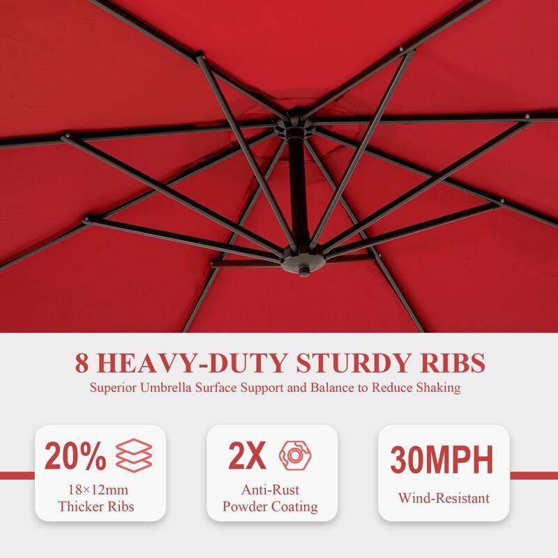 9.8ft Offset Patio Umbrella Offset Hanging Cantilever Patio Outdoor Market Umbrella UPF50 UV Protection