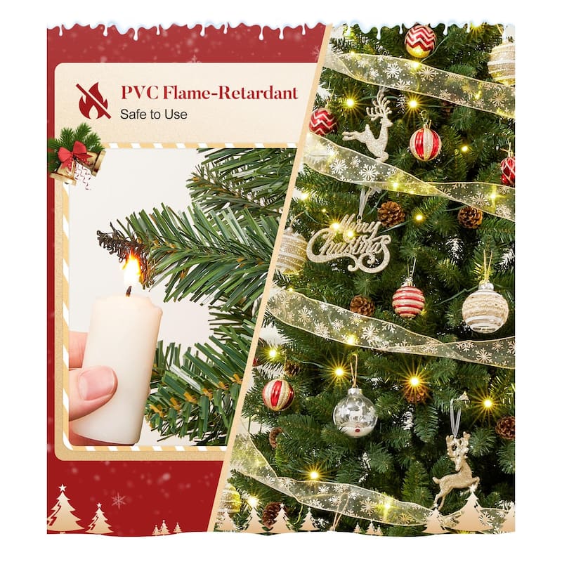 5ft/6ft/7ft Artificial Christmas Tree with Flame-retardant PVC and Metal Base