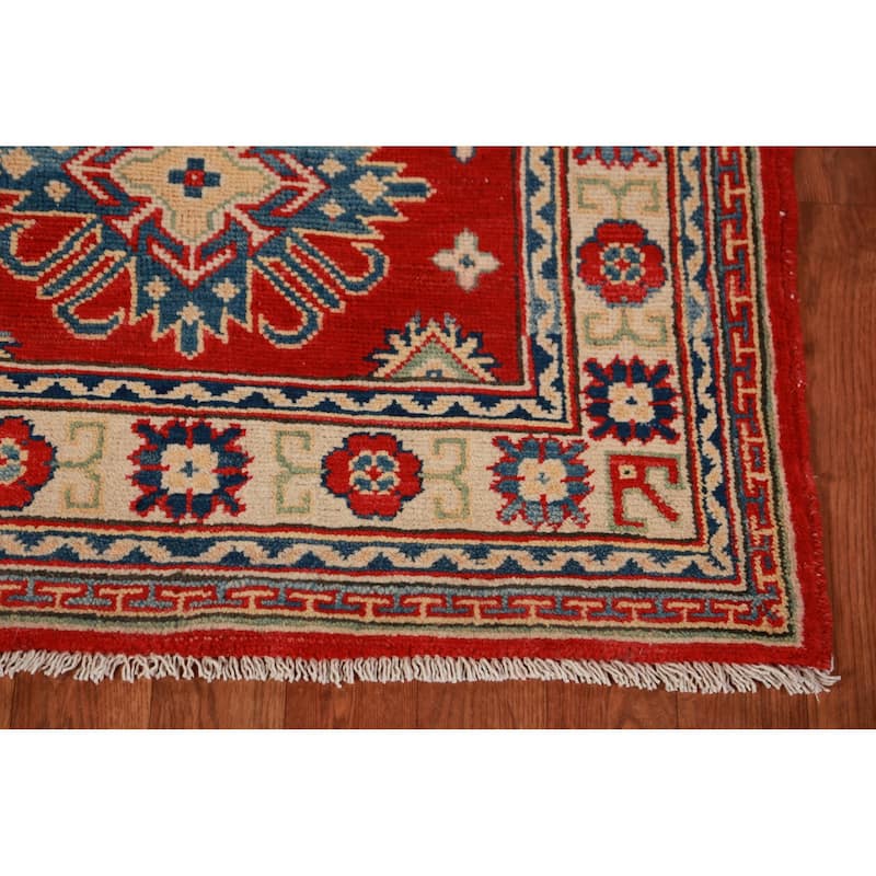 Kazak Foyer Rug Traditional Red Handmade Wool Carpet - 2'8"x 4'2"