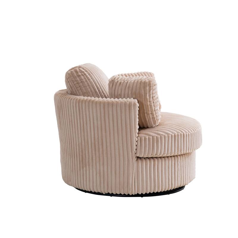 Corduroy Swivel Chair with 4 Pillows