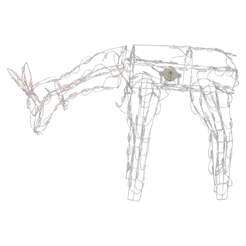 42" Lighted White Feeding Reindeer Animated Christmas Decoration
