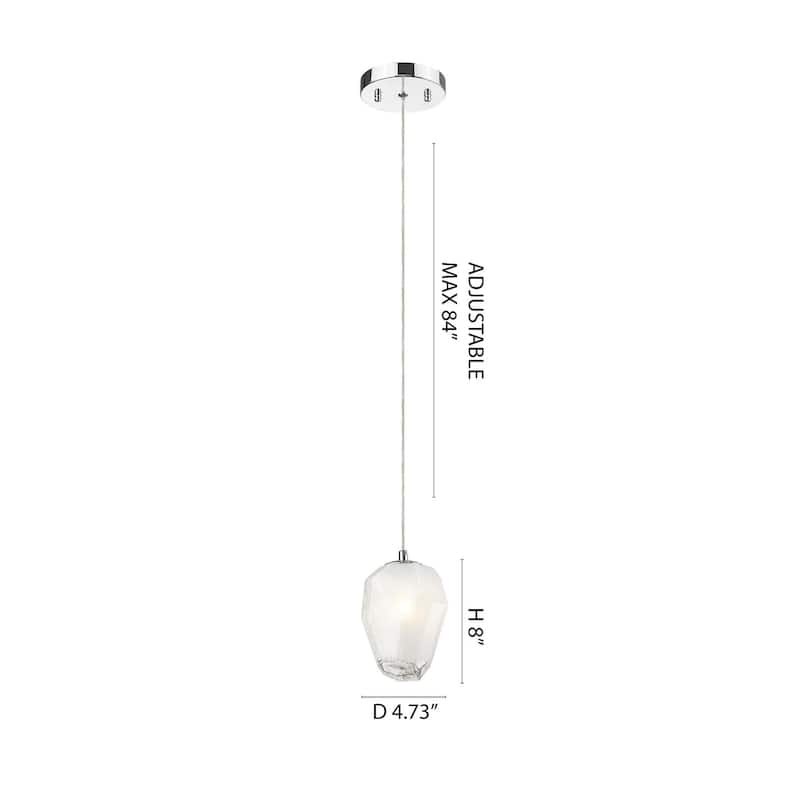 1-Light Chrome Pendant With A White Glass Shade