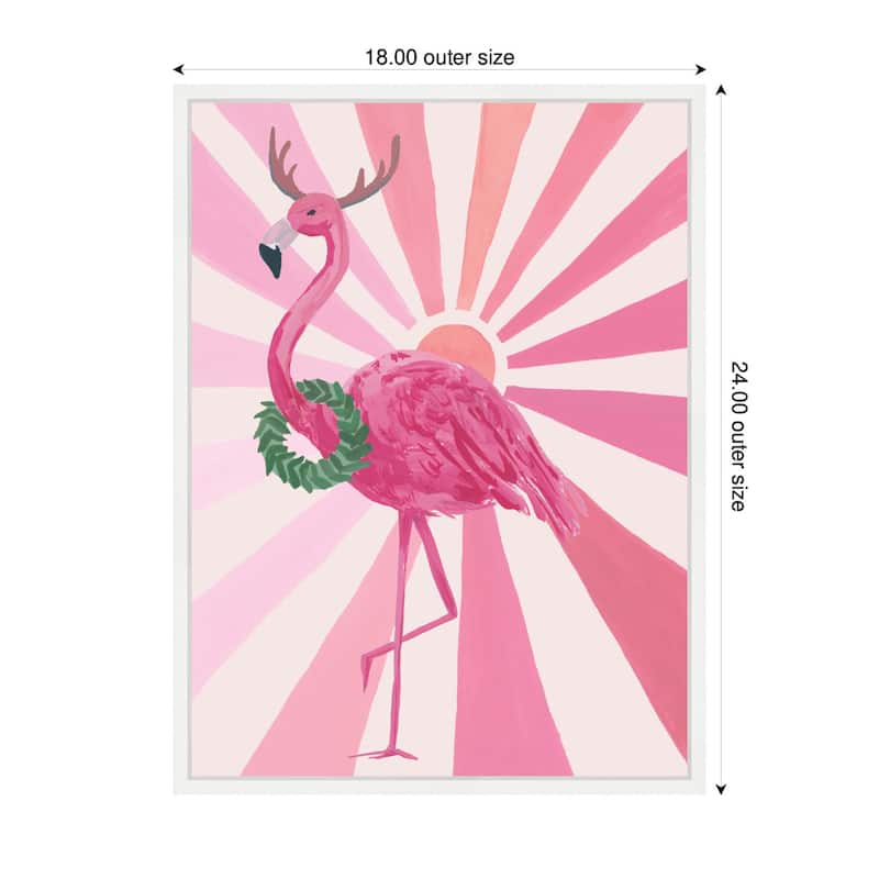Kate and Laurel Framed Canvas Festive Flamingo by Teju Reval
