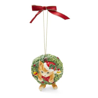 Spode Kitten In Wreath Ornament